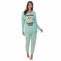 Women's The Mandalorian The Child Long Sleeve Pajama Top & Banded Bottom Pajama Pants Set