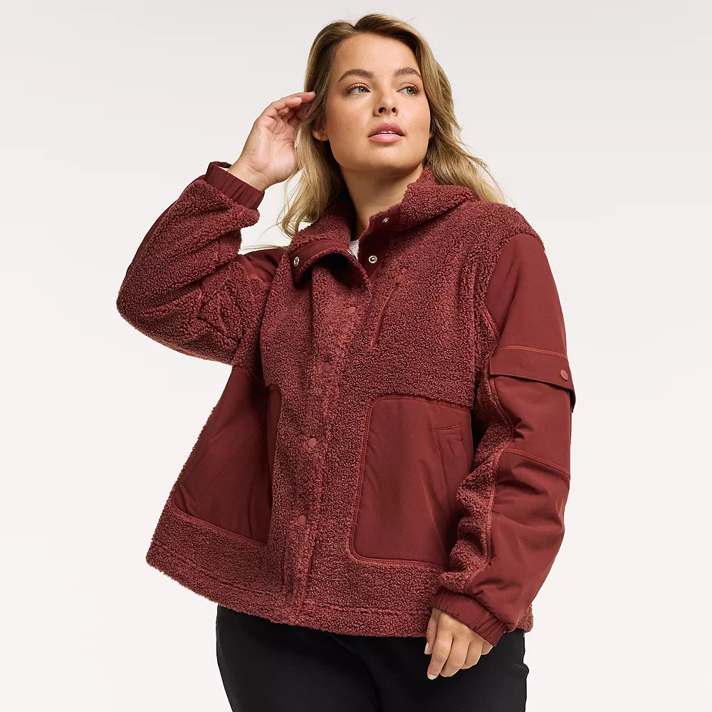 Plus Size FLX Boucle Mixed-Media Jacket