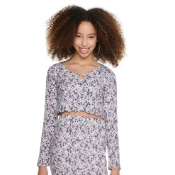 Juniors' Live To Be Spoiled Long Sleeve Knit Top with Cutout