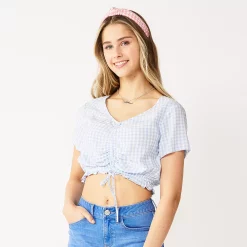 Juniors' SO® Short Sleeve Cinched Front Top