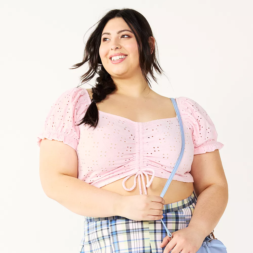 Juniors' Plus Size SO® Cinched Front Puff Sleeve Top - Image 5