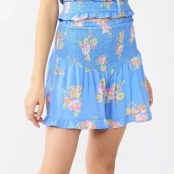 Juniors' SO® Smocked Waist Ruffled Hem Shorts