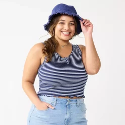 Juniors' Plus Size SO® Henley Tank Top