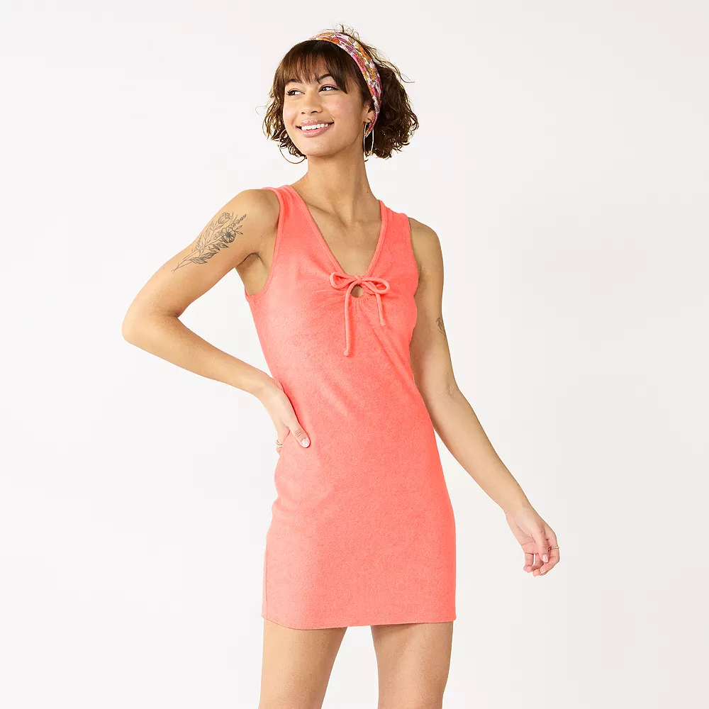 Juniors' SO® Cinched Keyhole Terry Cloth Bodycon Mini Dress - Image 2