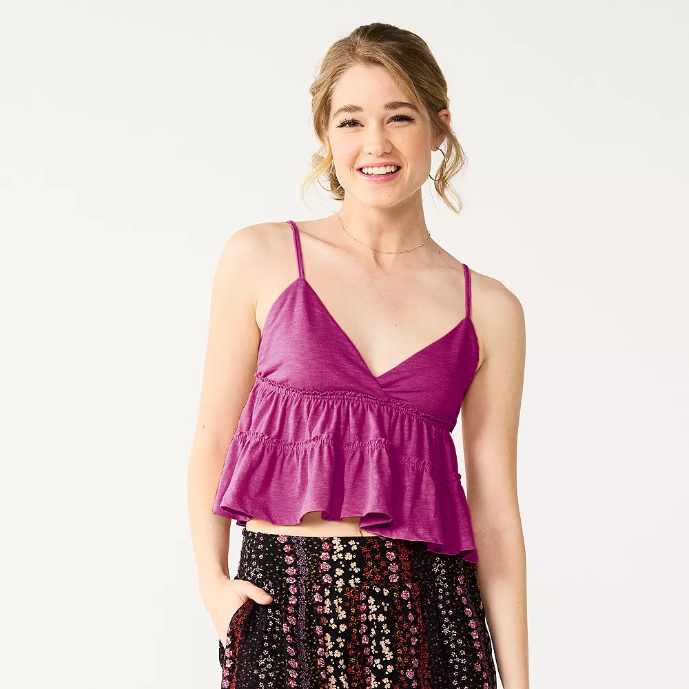 Juniors' SO® Cropped Tiered Cami - Image 6