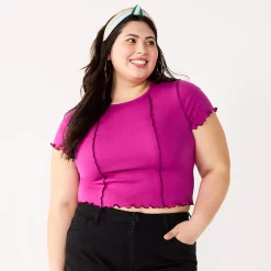 Juniors' SO® Short Sleeve Seamed Tee