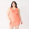 Juniors' Plus Size SO® Terry Cloth Cinched Keyhole Bodycon Mini Dress
