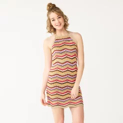 Juniors' SO® Crochet Halter Mini Dress