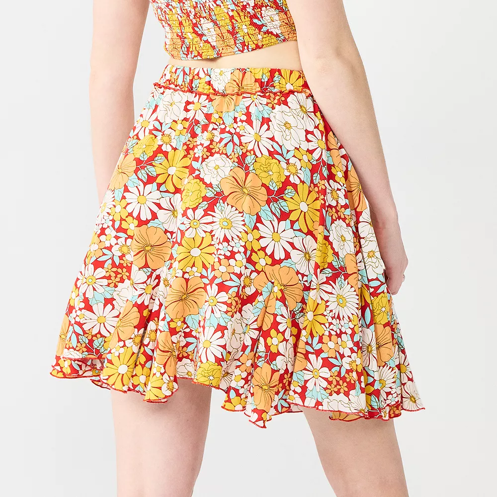 Juniors' SO® Tie-Front Floral Mini Skirt - Image 2