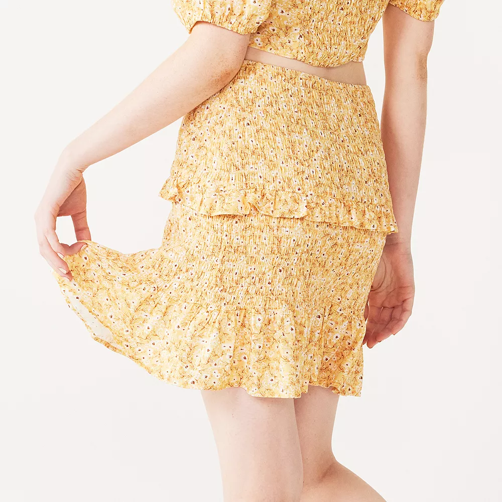 Juniors' Live To Be Spoiled Allover Smocked Skirt - Image 3