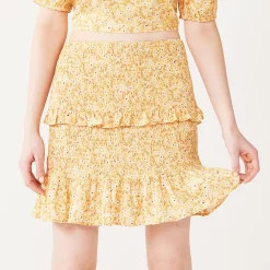 Juniors' Live To Be Spoiled Allover Smocked Skirt