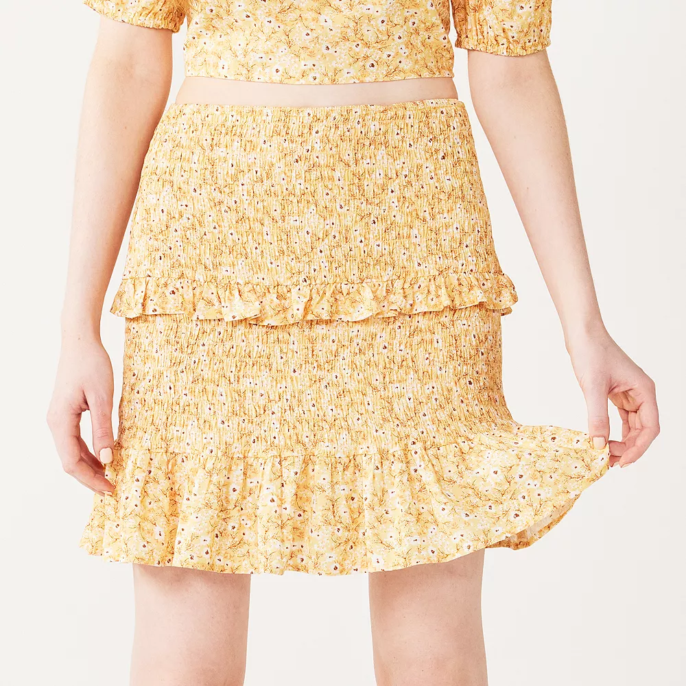 Juniors' Live To Be Spoiled Allover Smocked Skirt