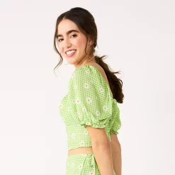 Juniors' Live To Be Spoiled Short Sleeve Bra Cup Top