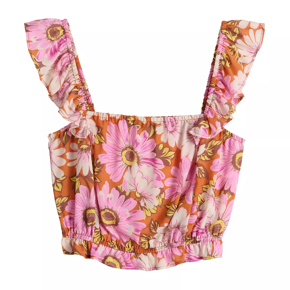 Juniors' Lily Rose Flutter Shoulder Smocked Bottom Tank Top - Image 4