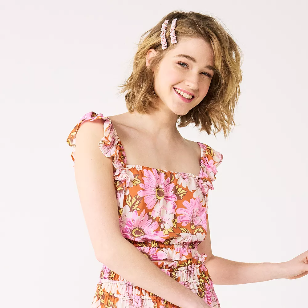 Juniors' Lily Rose Flutter Shoulder Smocked Bottom Tank Top - Image 2