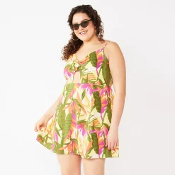 Juniors' Plus Rewind Cutout Skater Dress