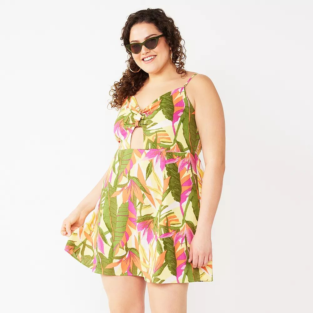 Juniors' Plus Rewind Cutout Skater Dress