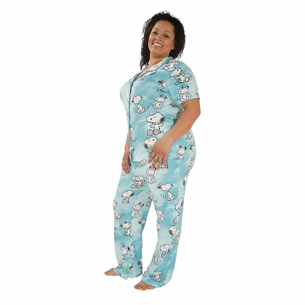 Plus Size Nite Nite by Munki Munki Grogu Short Sleeve Pajama Shirt & Pajama Pants Set - Image 3