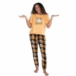 Women's Nite Nite by Munki Munki Snoopy Halloween Short Sleeve Pajama Top & Banded Bottom Pajama Pants Sleep Set