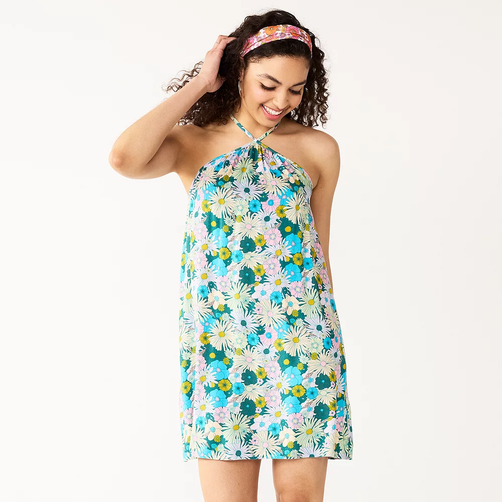 Juniors' SO® Halter Neck Swing Mini Dress - Image 2