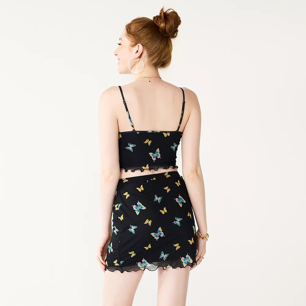 Juniors' SO® Lace Trim Print Mini Skirt - Image 4