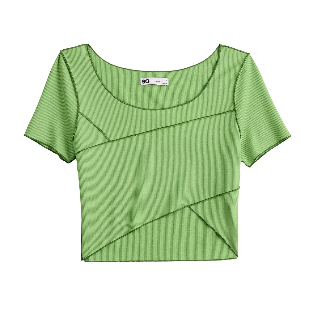 Juniors' SO® Cropped Contrast Seam Top - Image 4
