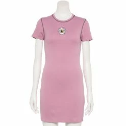 Juniors' Daisy Yin Yang Embroidered Ribbed Shirtdress