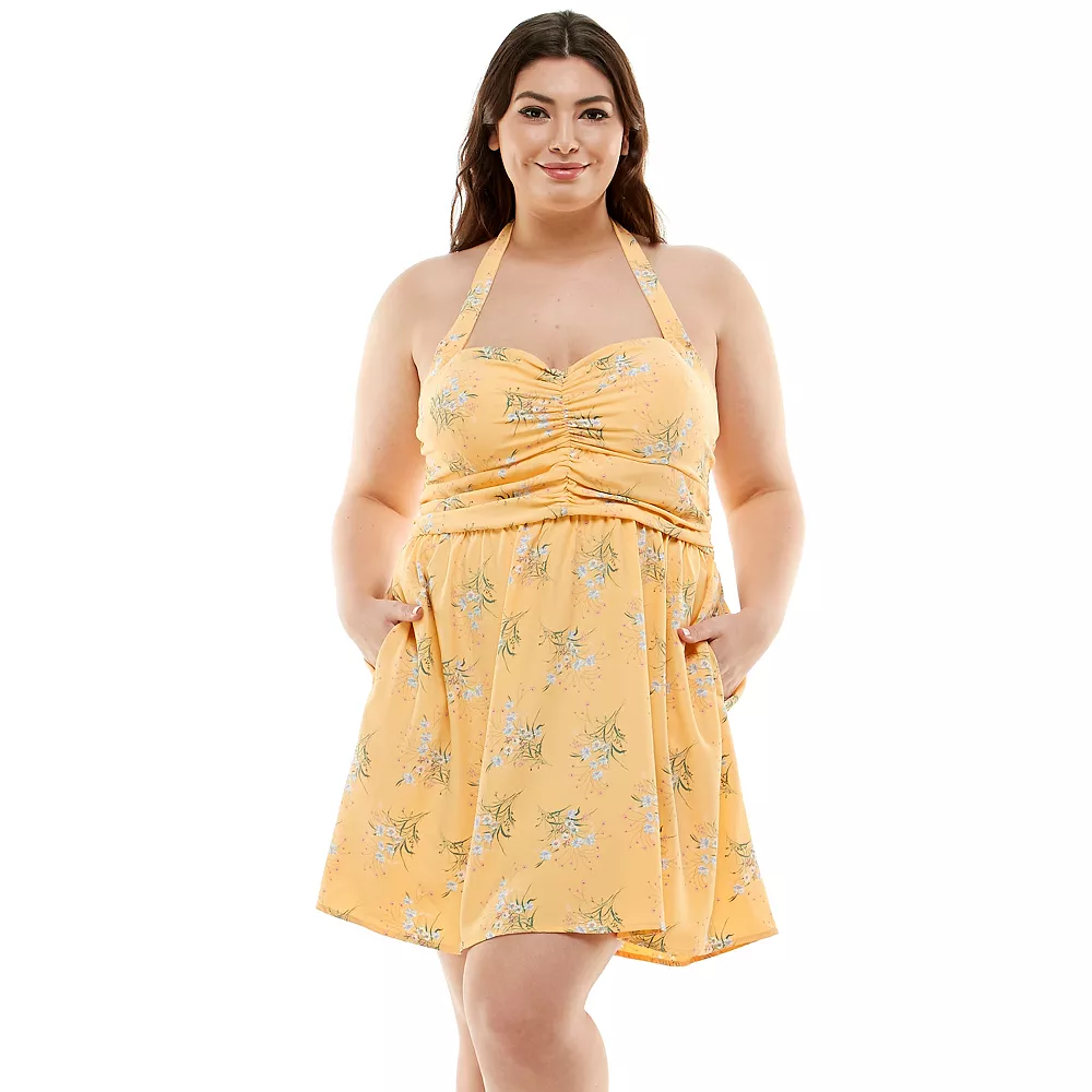 Juniors' Plus Size Lily Rose Ruched Waist Skater Dress - Image 4
