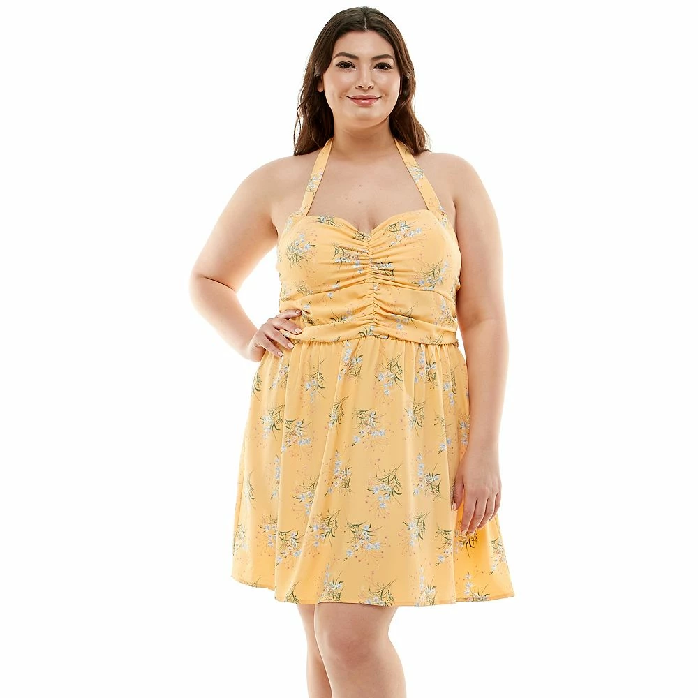 Juniors' Plus Size Lily Rose Ruched Waist Skater Dress - Image 2