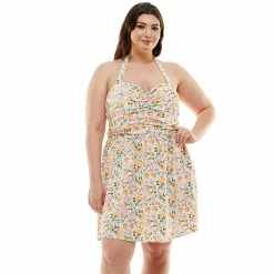 Juniors' Plus Size Lily Rose Ruched Waist Skater Dress