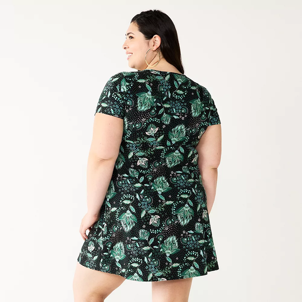 Juniors' Plus Size SO® Cinched Front Fit & Flare Peasant Dress - Image 5