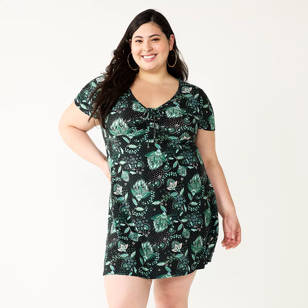 Juniors' Plus Size SO® Cinched Front Fit & Flare Peasant Dress - Image 2