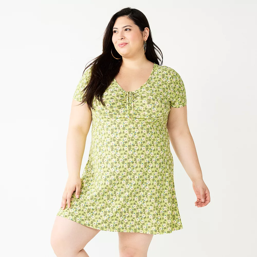 Juniors' Plus Size SO® Cinched Front Fit & Flare Peasant Dress - Image 4