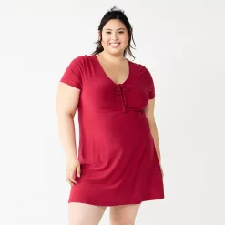 Juniors' Plus Size SO® Cinched Front Fit & Flare Peasant Dress
