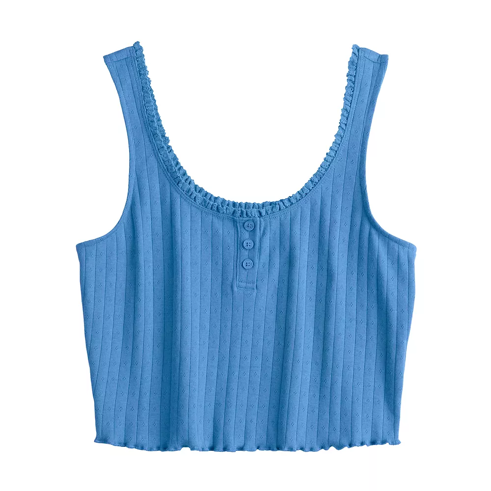 Juniors' SO® Solid Cropped Henley Tank - Image 6