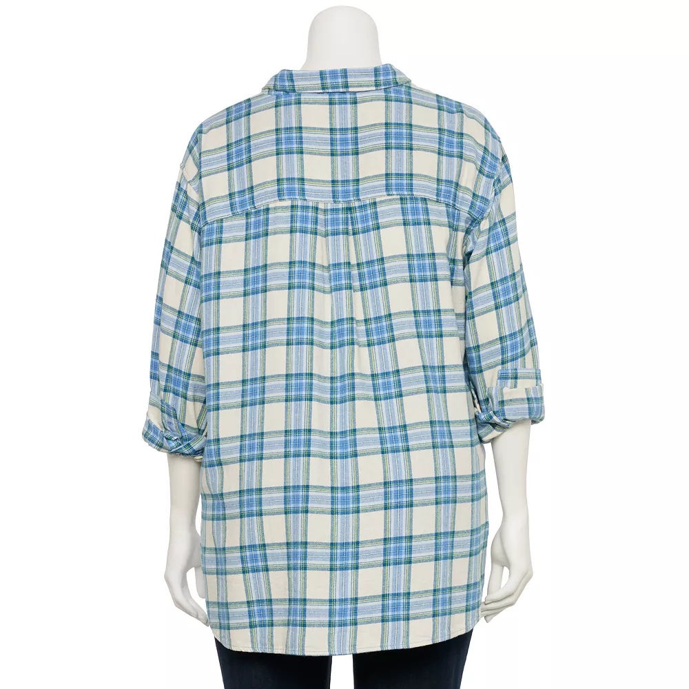 Juniors' SO® Plus Button Down Flannel - Image 5