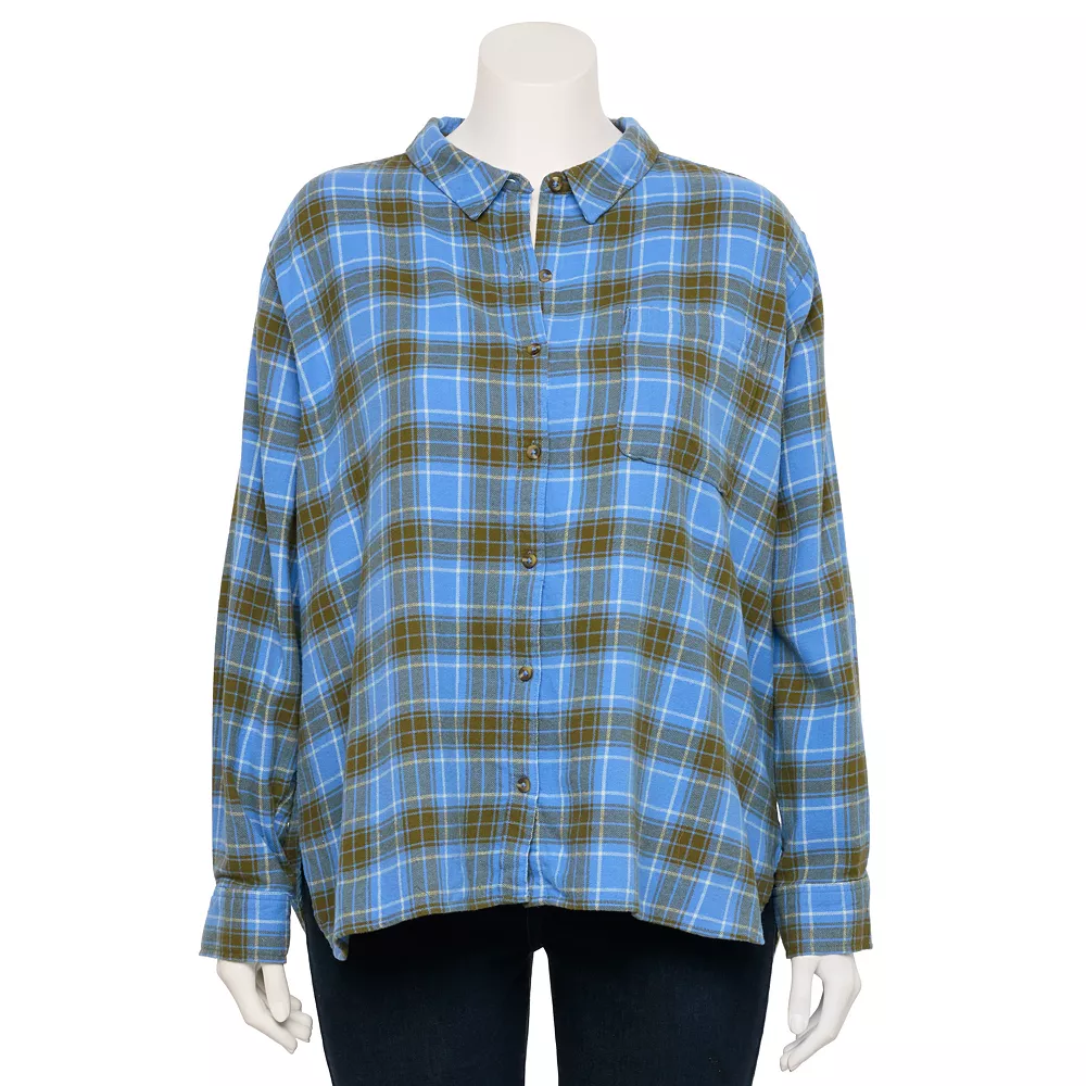 Juniors' SO® Plus Button Down Flannel - Image 3