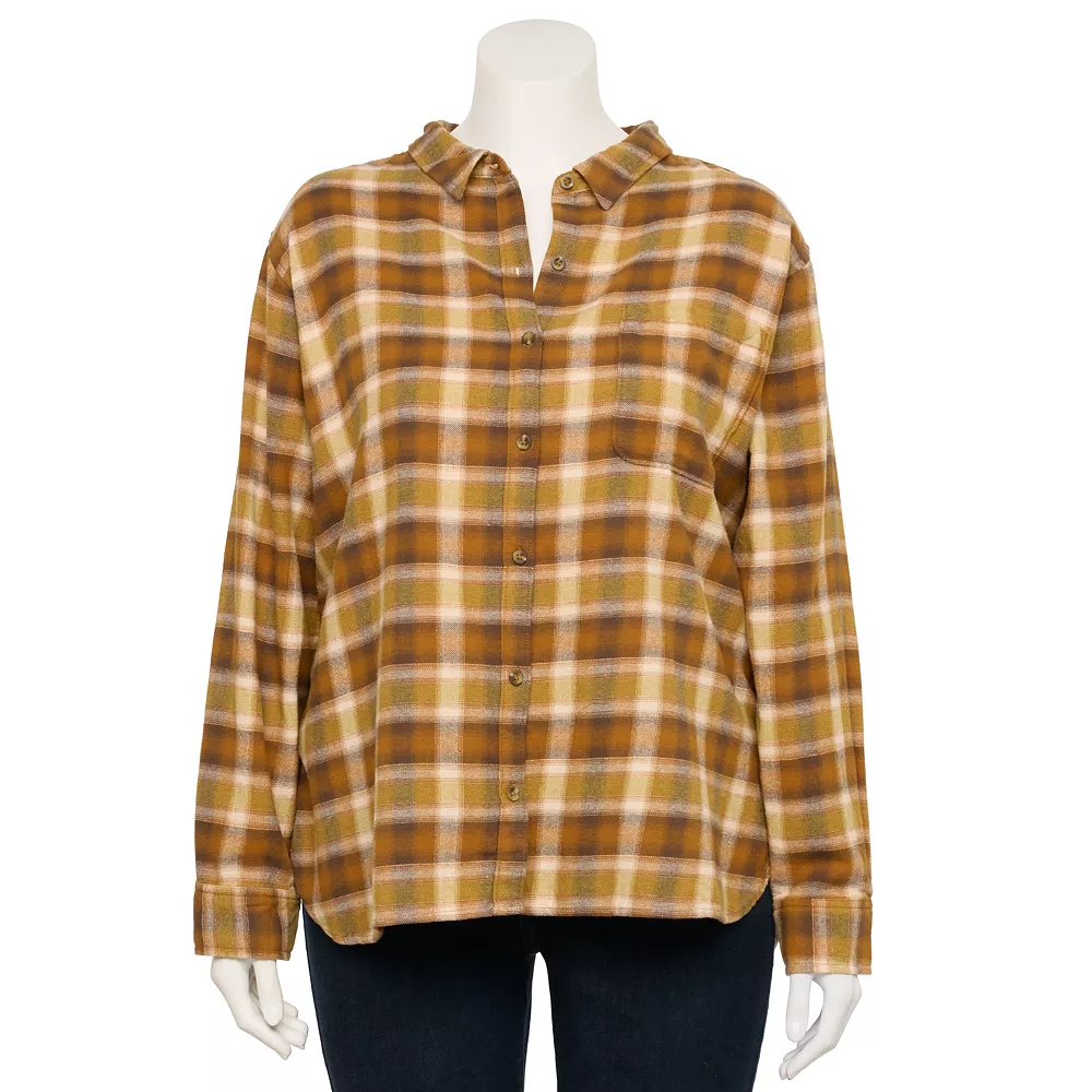 Juniors' SO® Plus Button Down Flannel - Image 4