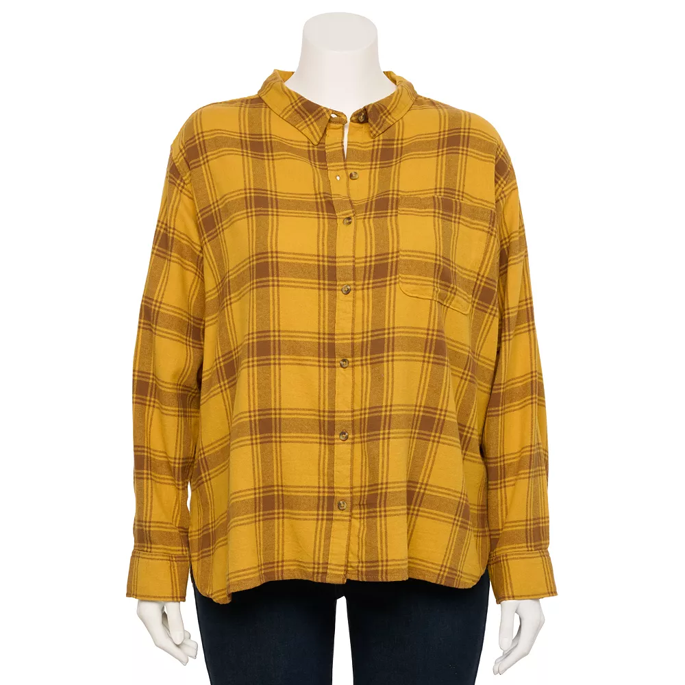 Juniors' SO® Plus Button Down Flannel