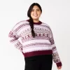 Juniors' Plus Size SO® Fuzzy Cropped Print Sweater