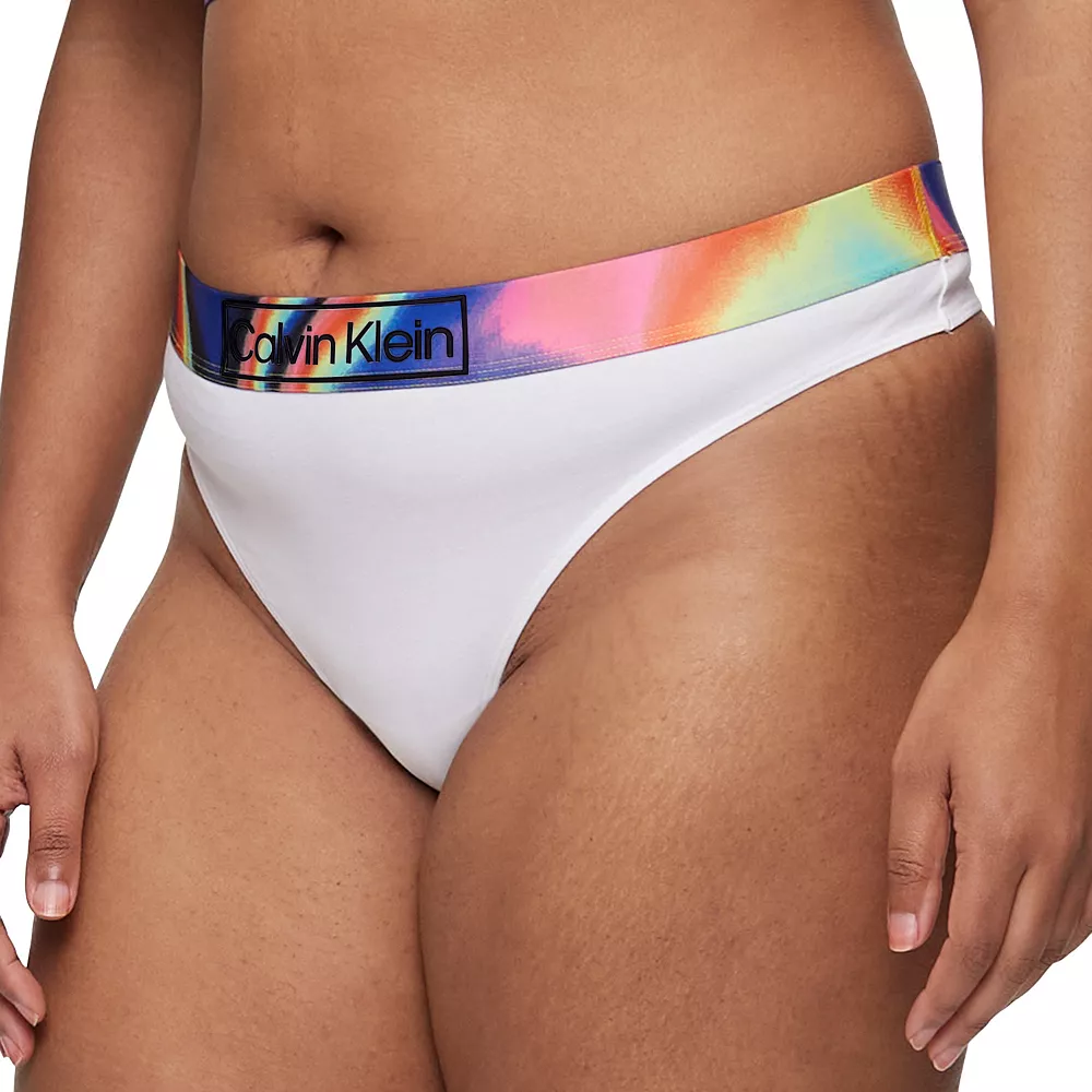 Plus Size Calvin Klein CK Reimagined Heritage Pride Thong Panty QF6859 - Image 2