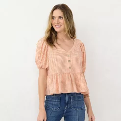 Women's LC Lauren Conrad Cropped Ruffled Button Top