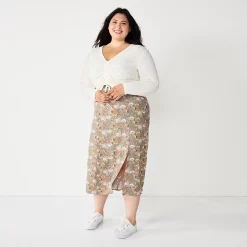 Juniors' Plus Size WallFlower Cropped Ruched Cardigan & Midi Dress Set