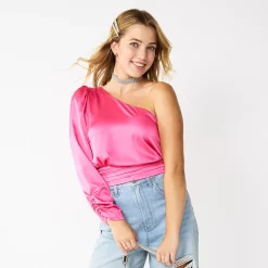 Juniors' SO® One-Shoulder Cropped Top