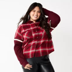 Juniors' Plus Size SO® Fashion Flannel Shirt