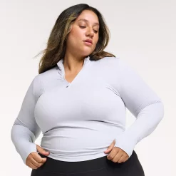 Women's FLX Balance Ribbed Quarter-Zip Mockneck Top - Size 4X